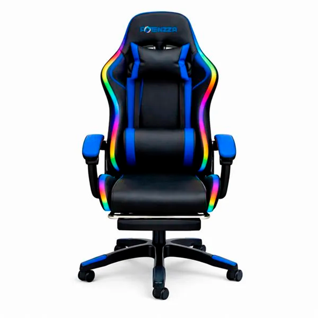 SILLA POTENZZA CHAIR 02 APOYACABEZA ALMOHADILLA LUMBAR APOYABRAZOS REGULABLE LUZ RGB
